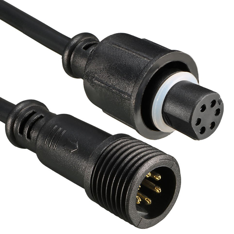 Male Female 20AWG 6Pin Black Waterproof Connector Cable for RGB+CCT LED Strip Light Male Female 20AWG 6Pin Black Waterproof Connector Cable for RGB+CCT LED Strip Light